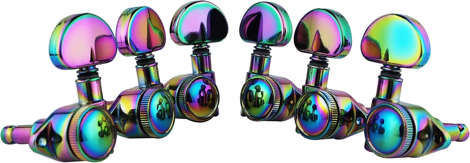Guyker High End Tuners Roto-Grip Locking Rotomatic 3x3 Lock String Tuning Key Pegs Chameleon Rainbow