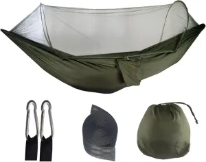 Hammock Automatic Quick Opening Mosquito net Hammock 250 * 120CM Camping Essentials(Army Green)
