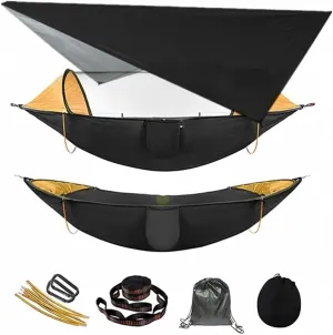 Hammock Camping Hammock with Mosquito Net and Awning Double Hammocks Anti-Rollover Outdoor Portable Hammock for Travel Hiking Camping Swing