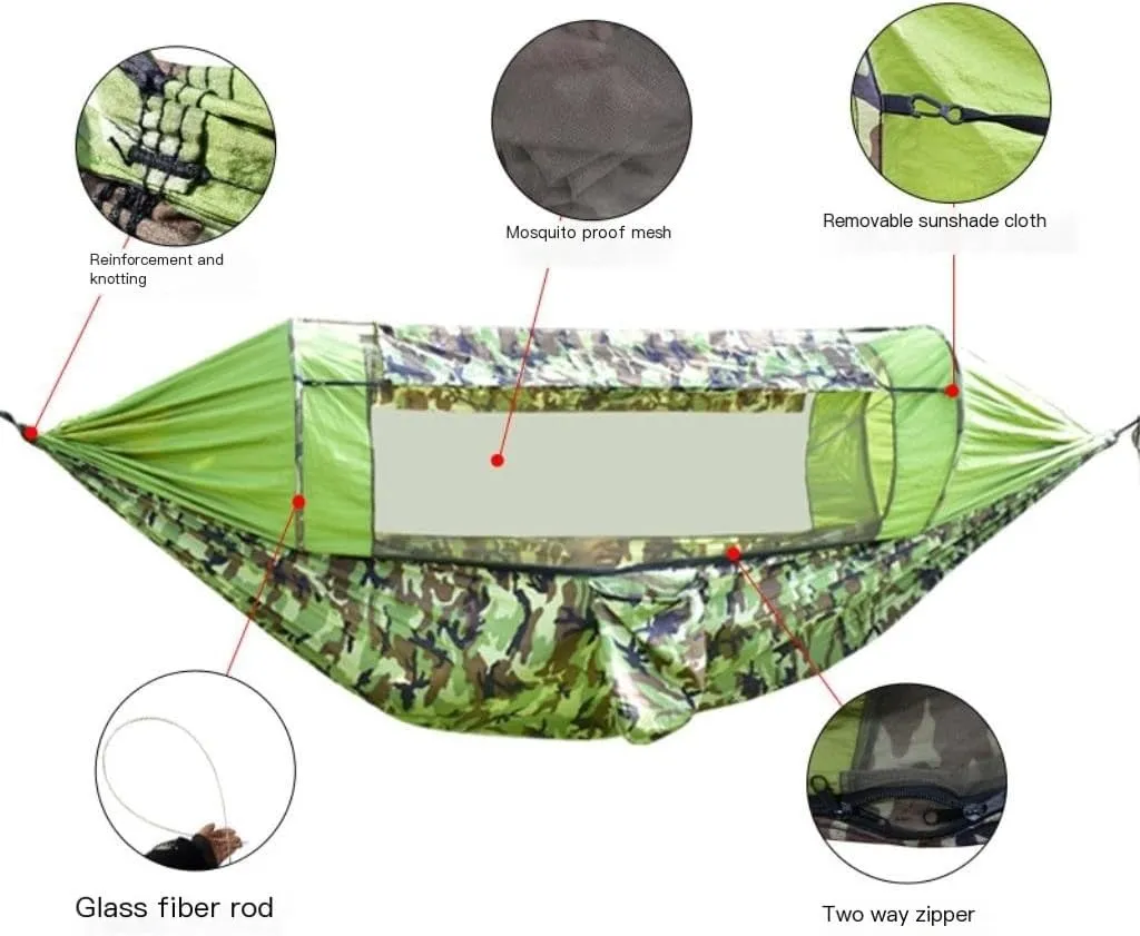 Hammock Canopy Mosquito Net Hammock Set Tent Parachute Cloth Camping Automatic Anti-Mosquito Mosquito Net Hammock Hammocks for Outside