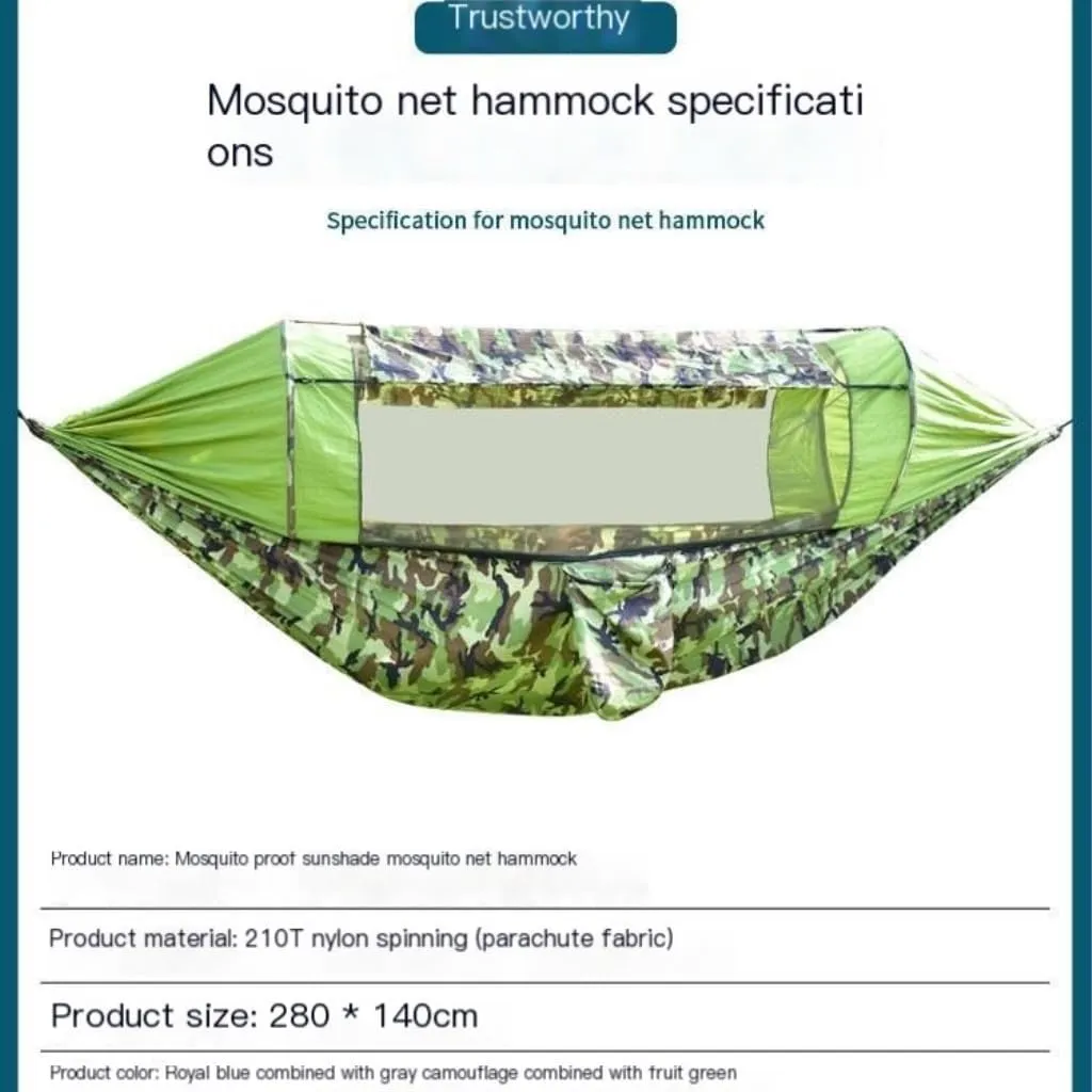 Hammock Canopy Mosquito Net Hammock Set Tent Parachute Cloth Camping Automatic Anti-Mosquito Mosquito Net Hammock Hammocks for Outside
