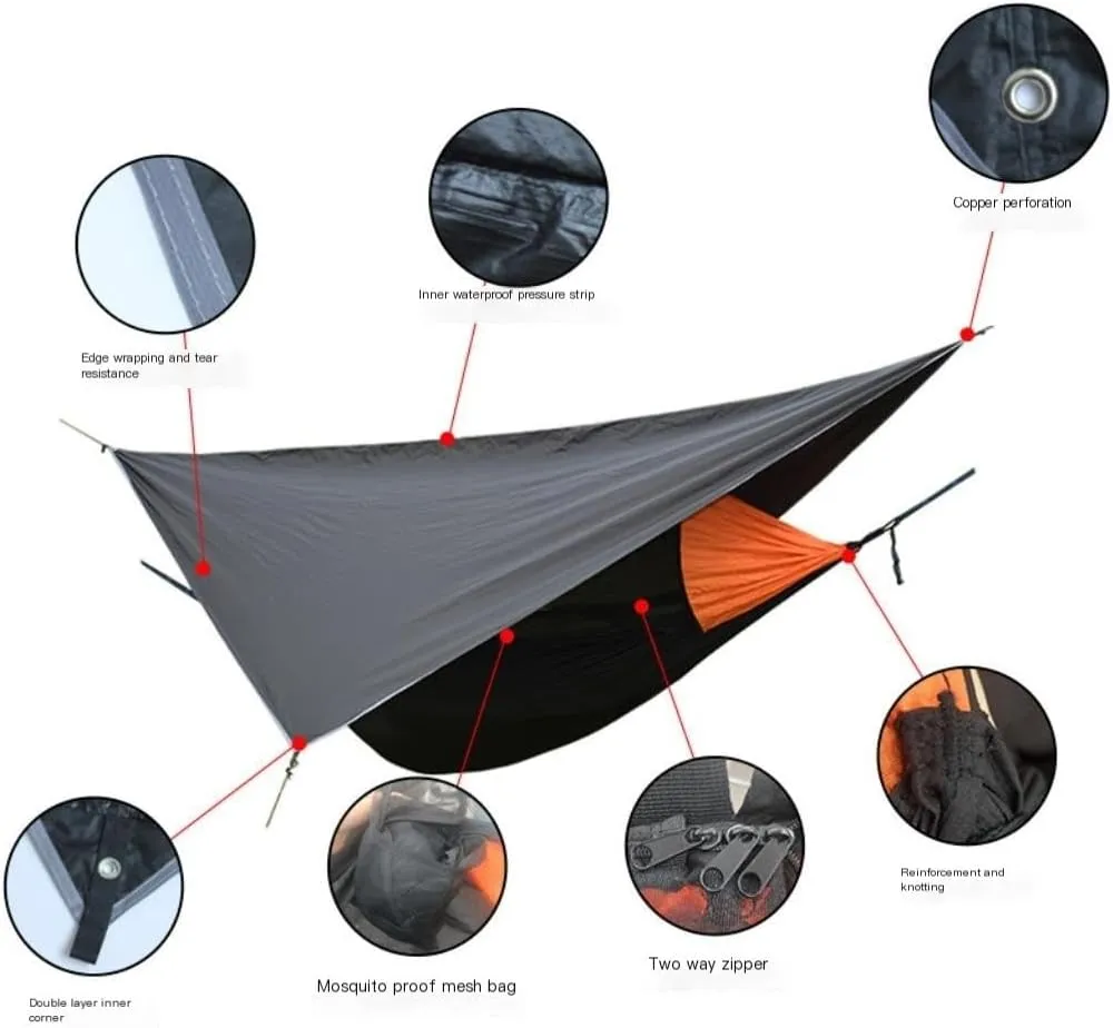Hammock Canopy Mosquito Net Hammock Set Tent Parachute Cloth Camping Automatic Anti-Mosquito Mosquito Net Hammock Hammocks for Outside(Green)