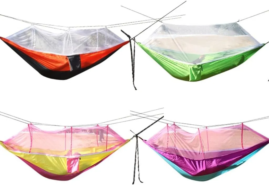 Hammock Double Outdoor Supplies Parachute Hammock with Mosquito Net Anti-Mosquito Nylon Single and Double Camping Hammock Hammock Outdoor(Blue)