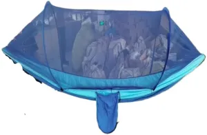 Hammock Double Outdoor Supplies Parachute Hammock with Mosquito Net Anti-Mosquito Nylon Single and Double Camping Hammock Hammock Outdoor(Blue)