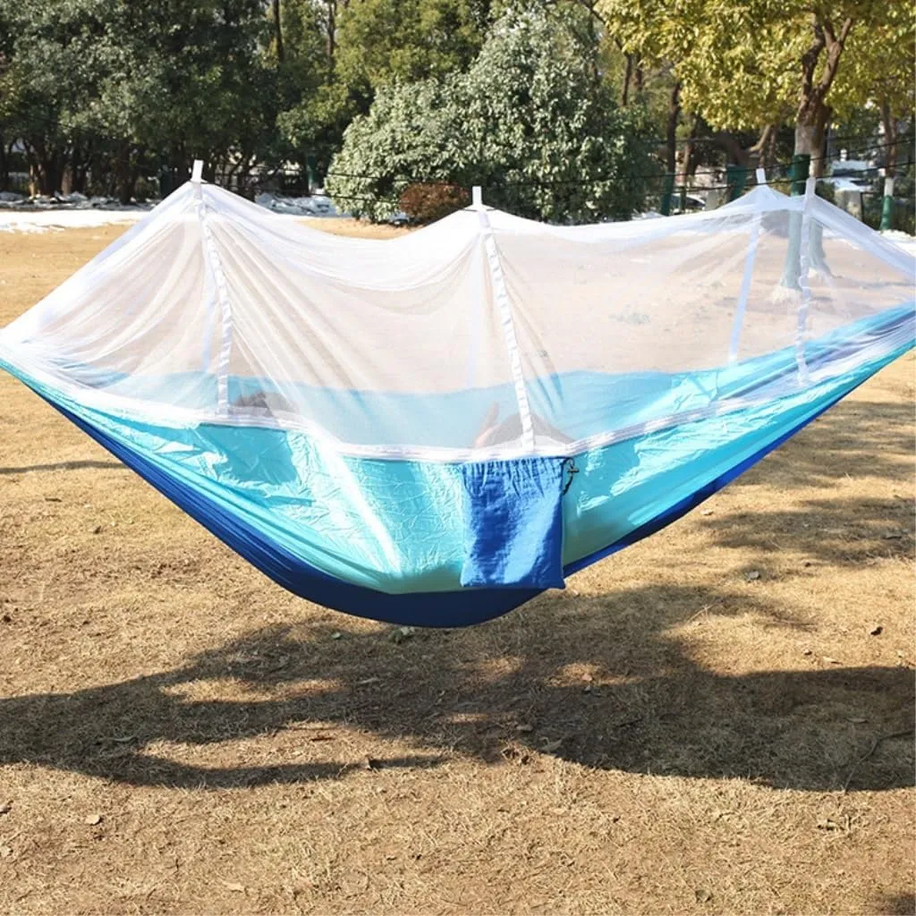 Hammock Double Outdoor Supplies Parachute Hammock with Mosquito Net Anti-Mosquito Nylon Single and Double Camping Hammock Hammock Outdoor(Blue)