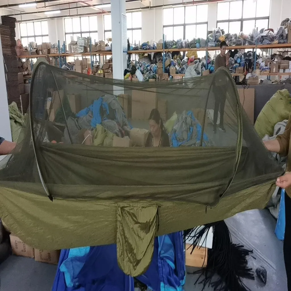 Hammock Double Outdoor Supplies Parachute Hammock with Mosquito Net Anti-Mosquito Nylon Single and Double Camping Hammock Hammock Outdoor(Blue)