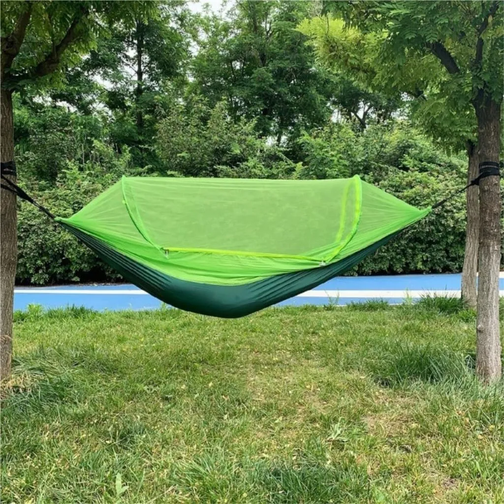 Hammock Mosquito Net Hammock Automatic Anti-Rollover Parachute Boni Silk Spinning Outdoor Strap Swing Chair Summer Hammocks for Outside(Orange)
