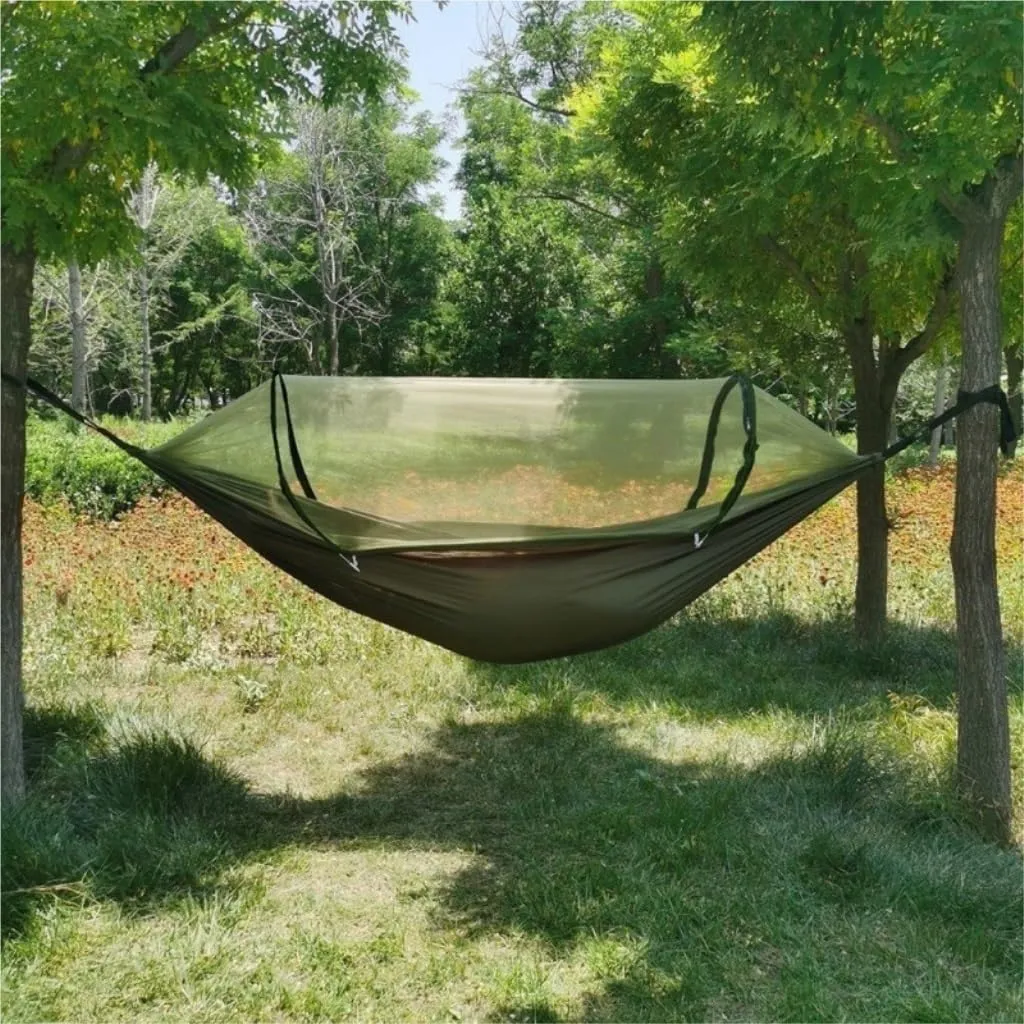 Hammock Mosquito Net Hammock Automatic Anti-Rollover Parachute Boni Silk Spinning Outdoor Strap Swing Chair Summer Hammocks for Outside(Orange)