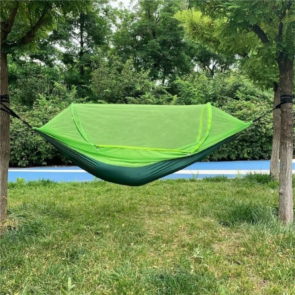 Hammock Mosquito Net Hammock Automatic Anti-Rollover Parachute Boni Silk Spinning Outdoor Strap Swing Chair Summer Hammocks for Outside(Orange)