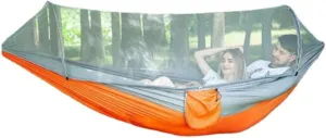 Hammock Mosquito Net Hammock Automatic Anti-Rollover Parachute Boni Silk Spinning Outdoor Strap Swing Chair Summer Hammocks for Outside(Orange)