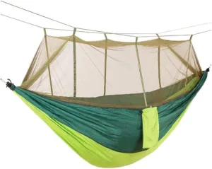 Hammock Mosquito Net Hammock Double Outdoor Anti-Mosquito Parachute Cloth Swing Outdoor Sleeping Hanging Tree Camping Hammocks for Outside(Green)