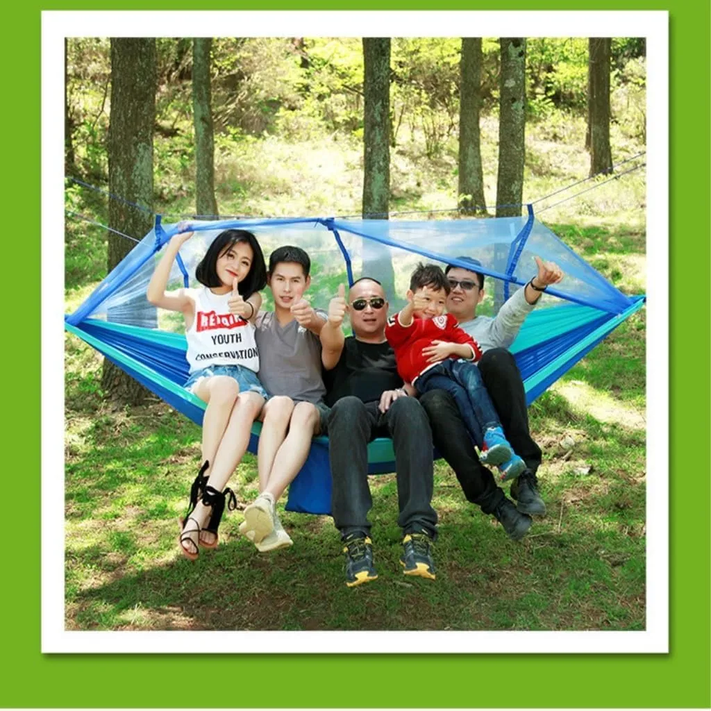 Hammock Mosquito Net Hammock Double Outdoor Anti-Mosquito Parachute Cloth Swing Outdoor Sleeping Hanging Tree Camping Hammocks for Outside(Green)