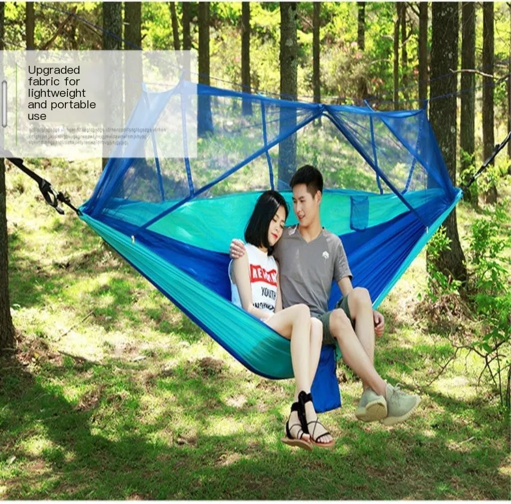 Hammock Mosquito Net Hammock Double Outdoor Anti-Mosquito Parachute Cloth Swing Outdoor Sleeping Hanging Tree Camping Hammocks for Outside(Green)