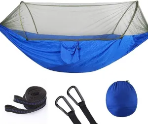 Hammock Mosquito Net Outdoor Camping Mosquito Net Hammock Camping Hiking Travel Light Nylon Portable Hammock(Blue)