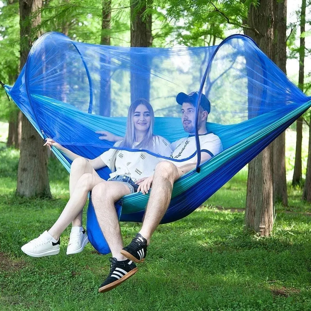 Hammock Mosquito Net Outdoor Camping Mosquito Net Hammock Camping Hiking Travel Light Nylon Portable Hammock(Blue)