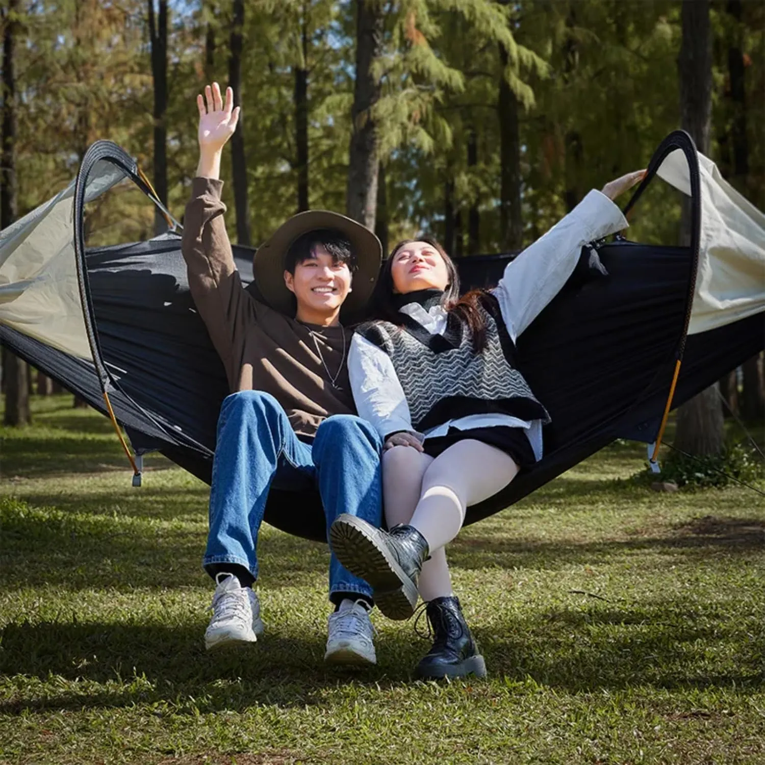 Hammock Outdoor Anti roll and Anti Mosquito Hammock Double Person Sunshade Camping Hammock with Mosquito net