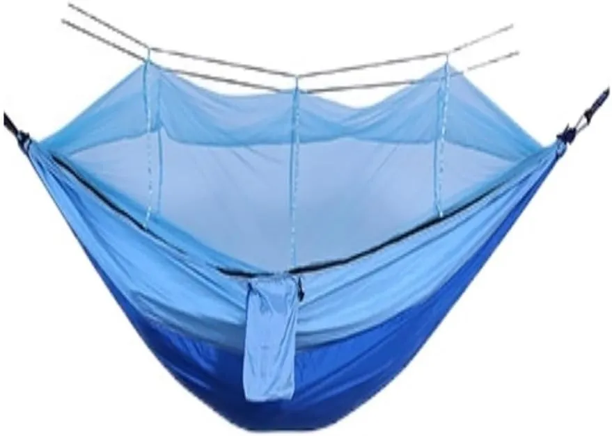 Hammock Outdoor Camping Mosquito Net Hammock Nylon Parachute Cloth Hammock with Mosquito Net Outdoor Swing Hammock Hammocks for Outside(B)