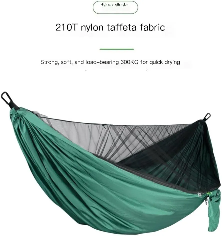 Hammock Outdoor Hammock Parachute Cloth Outdoor Anti-Rollover Camping Swing with Mosquito Net Net Bed Outdoor Adult Hammocks for Outside(Green)