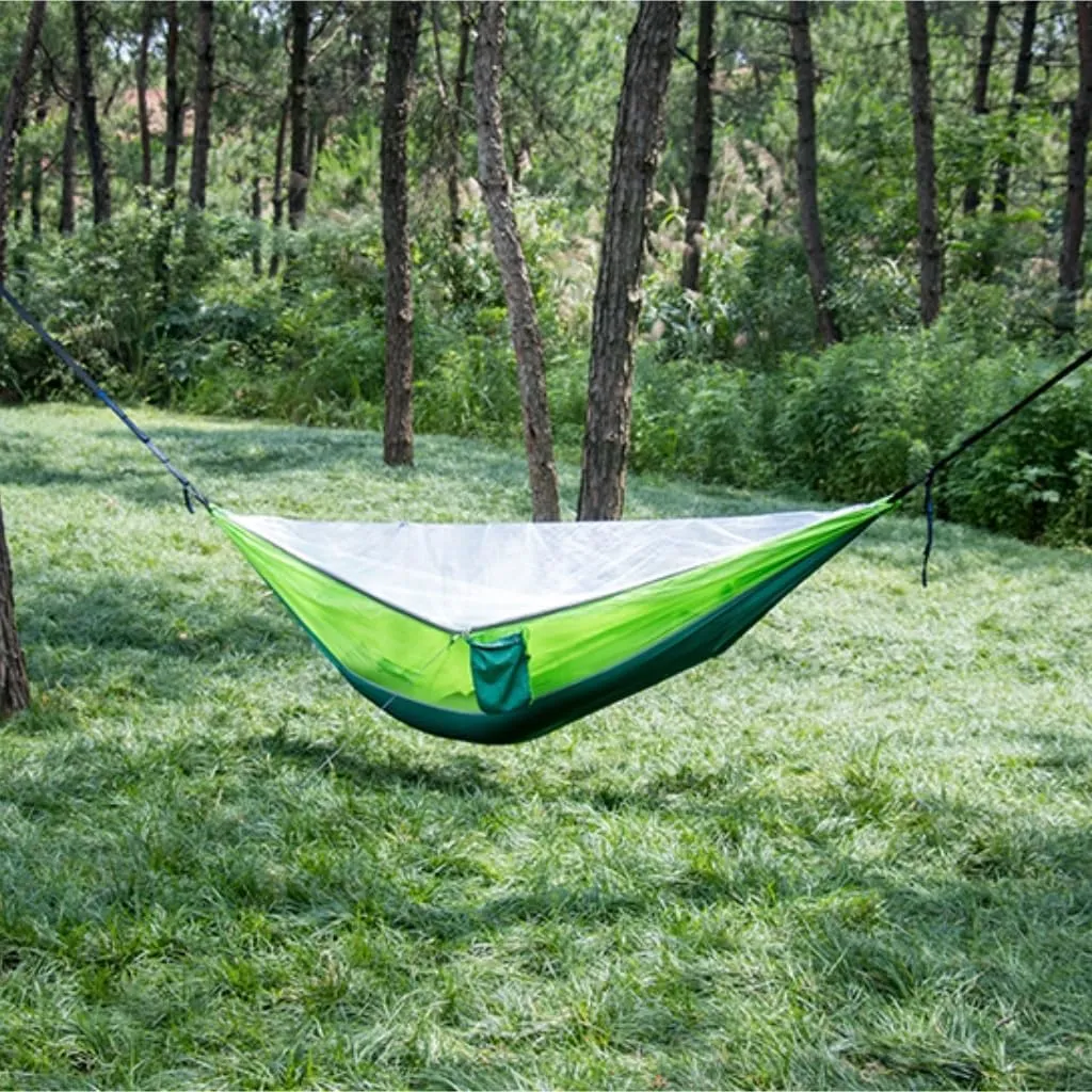 Hammock Outdoor Hammock Parachute Cloth Outdoor Anti-Rollover Camping Swing with Mosquito Net Net Bed Outdoor Adult Hammocks for Outside(Green)