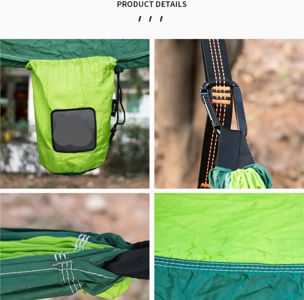 Hammock Outdoor Hammock Parachute Cloth Outdoor Anti-Rollover Camping Swing with Mosquito Net Net Bed Outdoor Adult Hammocks for Outside(Green)