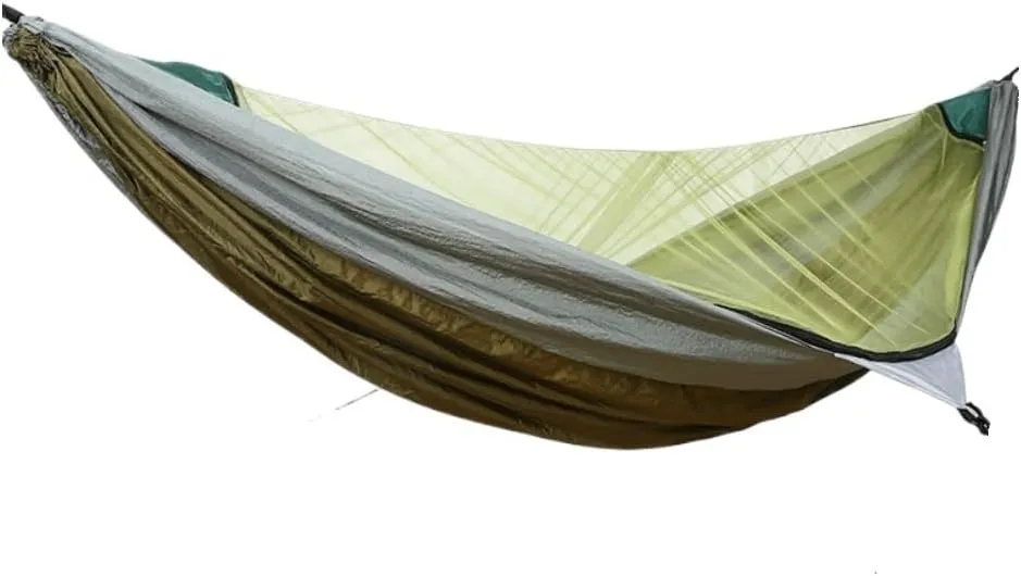 Hammock Outdoor Mosquito Net Automatic Quick-Open Anti-Mosquito Hammock Outdoor Single Double Parachute Hammock Hammocks for Outside(Gray)
