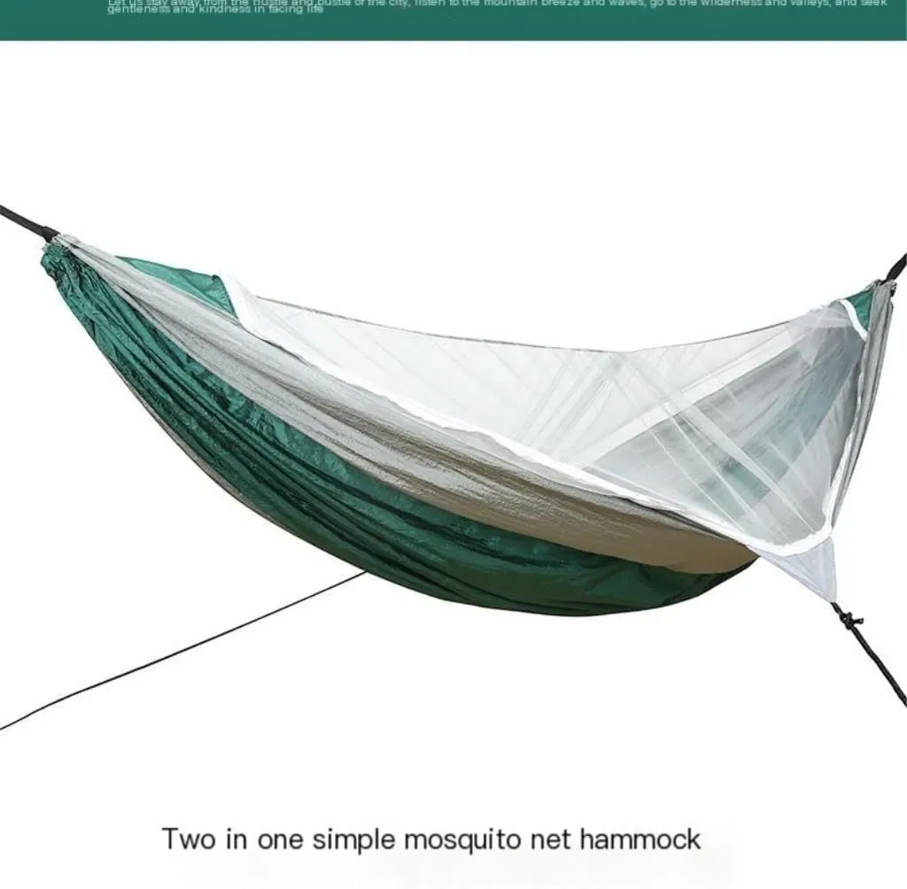 Hammock Outdoor Mosquito Net Automatic Quick-Open Anti-Mosquito Hammock Outdoor Single Double Parachute Hammock Hammocks for Outside(Gray)