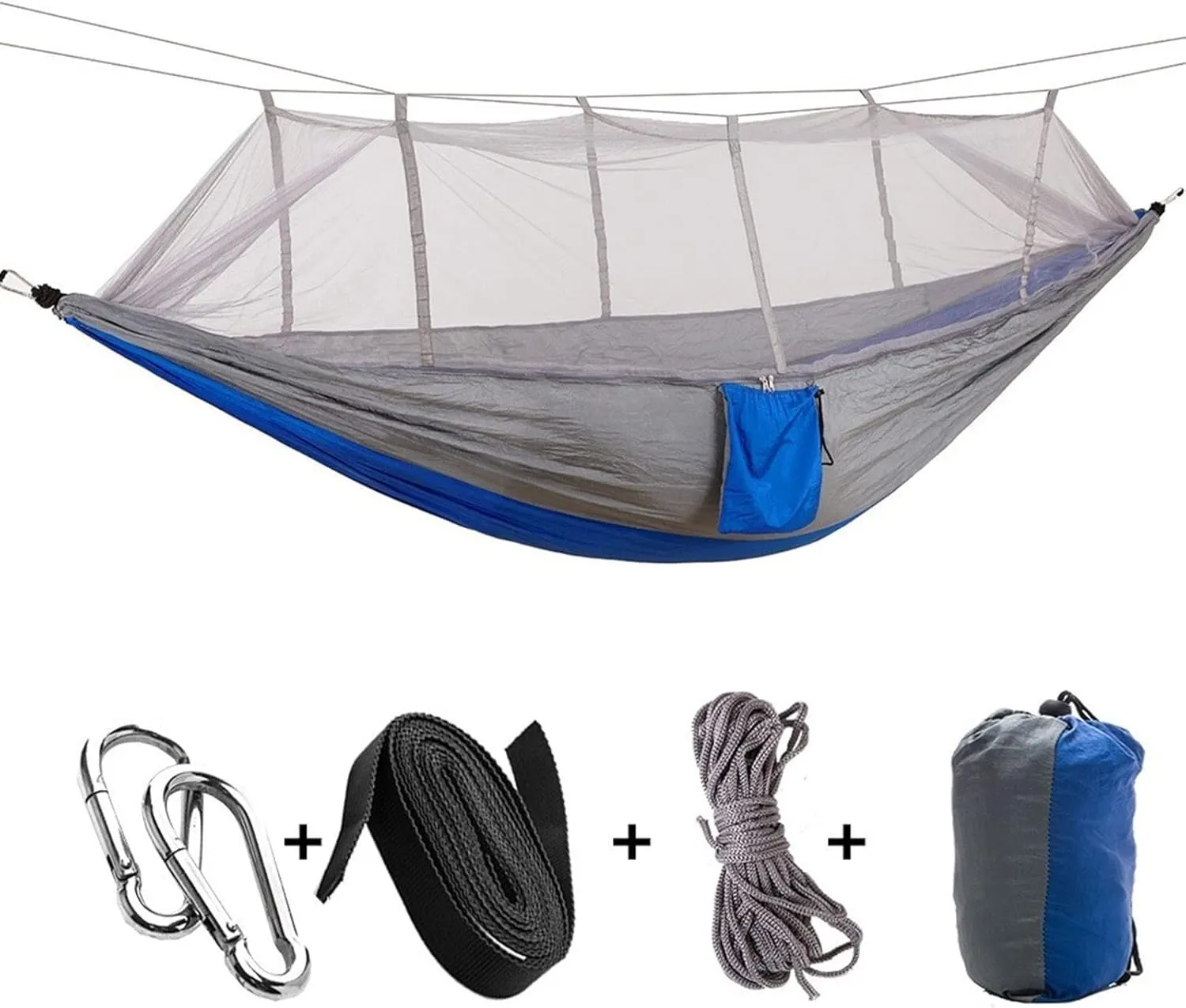 Hammock Outdoor Mosquito net Hammock Camping with Mosquito net Ultra Light Camping Aerial Tent (Color : Orange) (Blue)