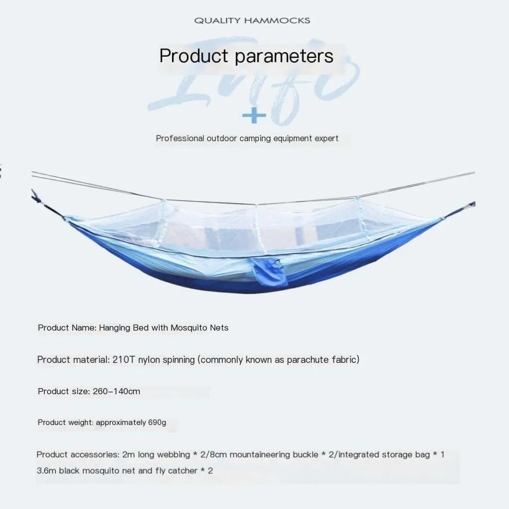 Hammock Outdoor Portable Camping Single Double Mosquito Net Hammock Anti-Mosquito Camping Mesh Mosquito Net Hammock Hammocks for Outside(B)
