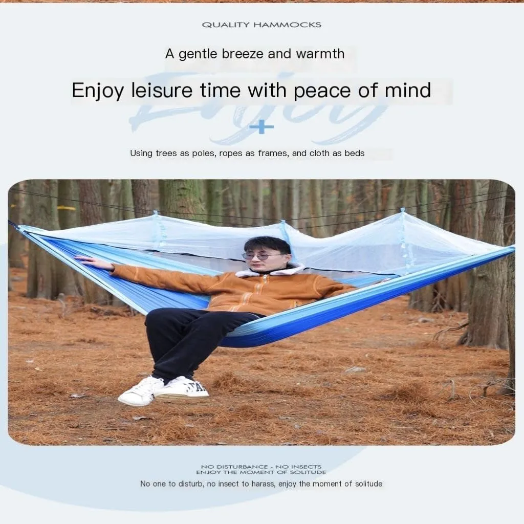 Hammock Outdoor Portable Camping Single Double Mosquito Net Hammock Anti-Mosquito Camping Mesh Mosquito Net Hammock Hammocks for Outside(B)