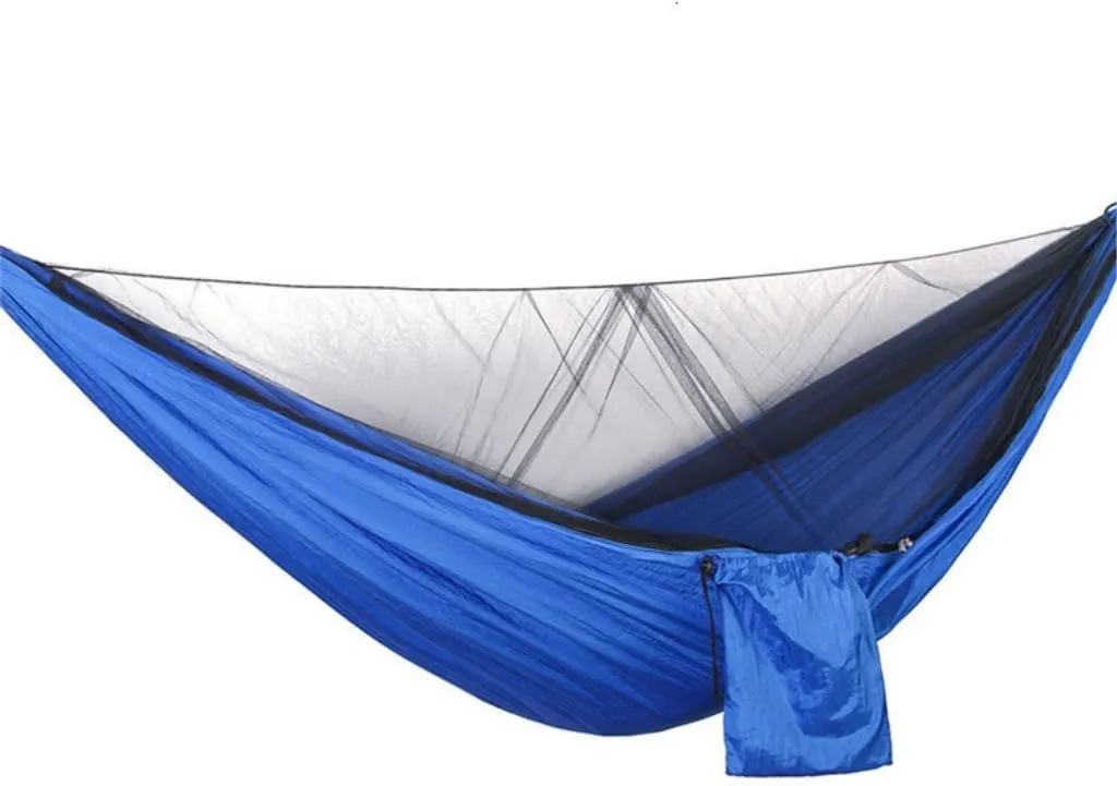 Hammock Quick-Release Hammock with Mosquito Net Hanging Sheet Double Parachute Cloth Anti-Rollover Camping Hammock Hammocks for Outside(C)