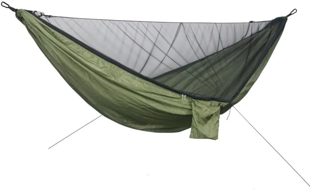 Hammock Quick-Release Hammock with Mosquito Net Hanging Sheet Double Parachute Cloth Anti-Rollover Camping Hammock Hammocks for Outside(C)