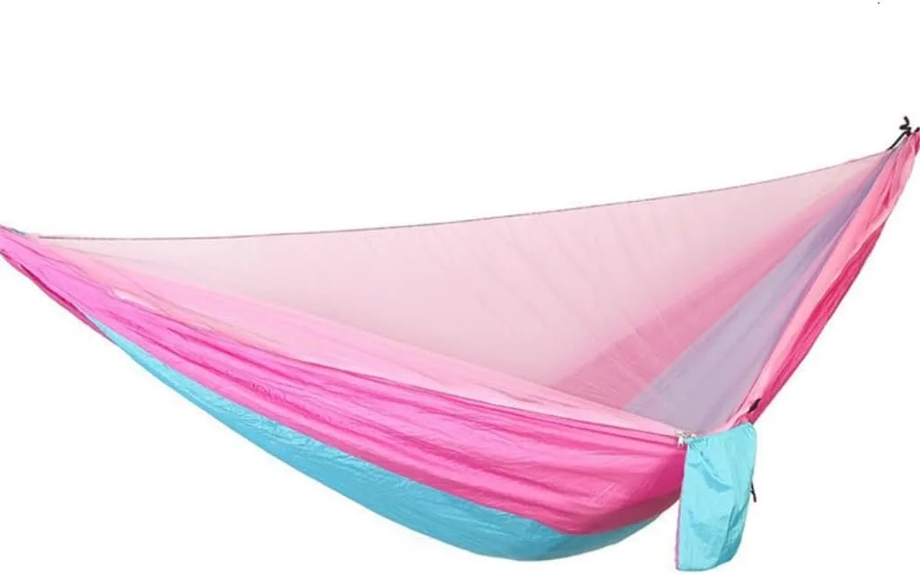 Hammock Quick-Release Hammock with Mosquito Net Hanging Sheet Double Parachute Cloth Anti-Rollover Camping Hammock Hammocks for Outside(C)