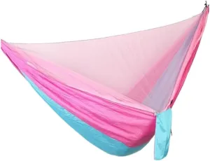 Hammock Quick-Release Hammock with Mosquito Net Hanging Sheet Double Parachute Cloth Anti-Rollover Camping Hammock Hammocks for Outside(D)