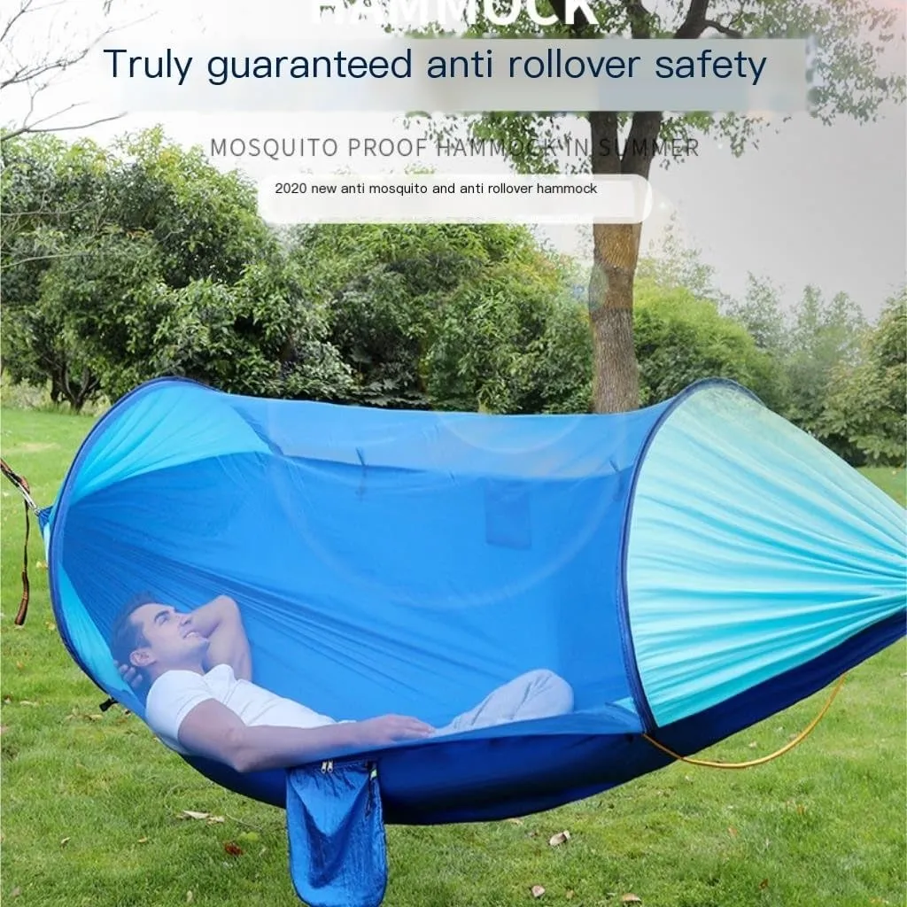 Hammocks Anti-Rollover Hammock Quick-Open Mosquito Net Outdoor Home Hammock Camping Outdoor Double Mosquito Proof Tent Camping Hammocks(Yellow)