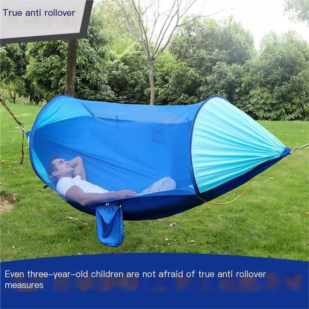 Hammocks Anti-Rollover Hammock Quick-Open Mosquito Net Outdoor Home Hammock Camping Outdoor Double Mosquito Proof Tent Camping Hammocks(Yellow)