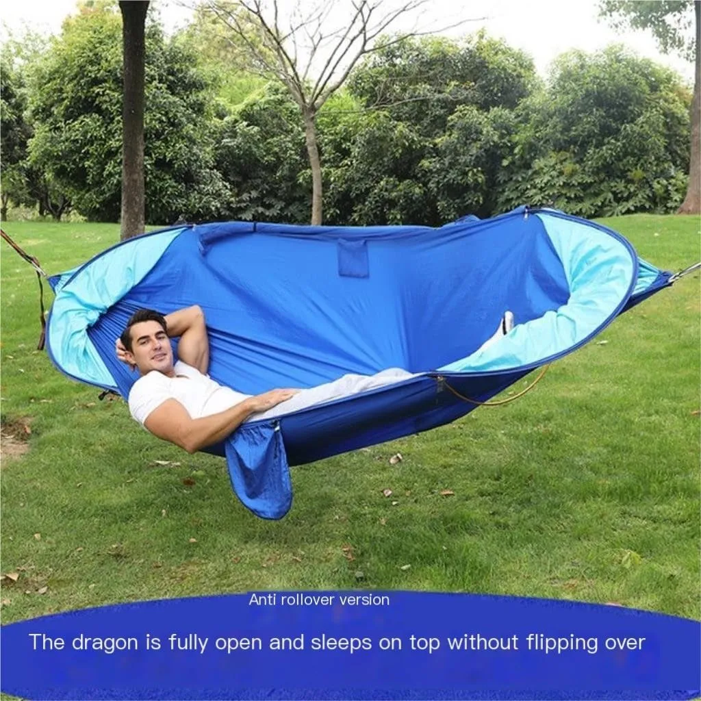 Hammocks Anti-Rollover Hammock Quick-Open Mosquito Net Outdoor Home Hammock Camping Outdoor Double Mosquito Proof Tent Camping Hammocks(Yellow)