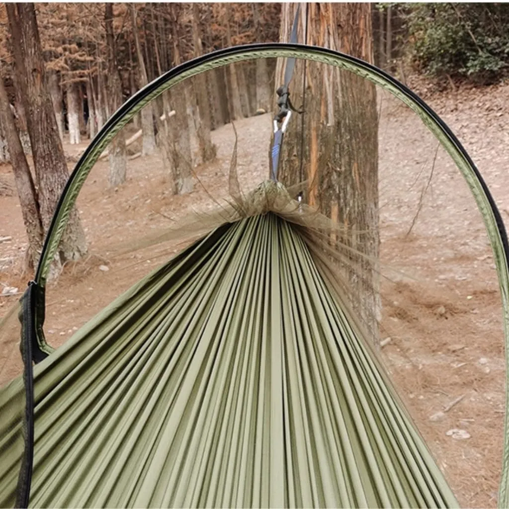 Hammocks Automatic Quick-Opening Mosquito Net Hammock Outdoor Camping Anti-Rollover Nylon Hammock with Mosquito Net Camping Hammocks(Orange)
