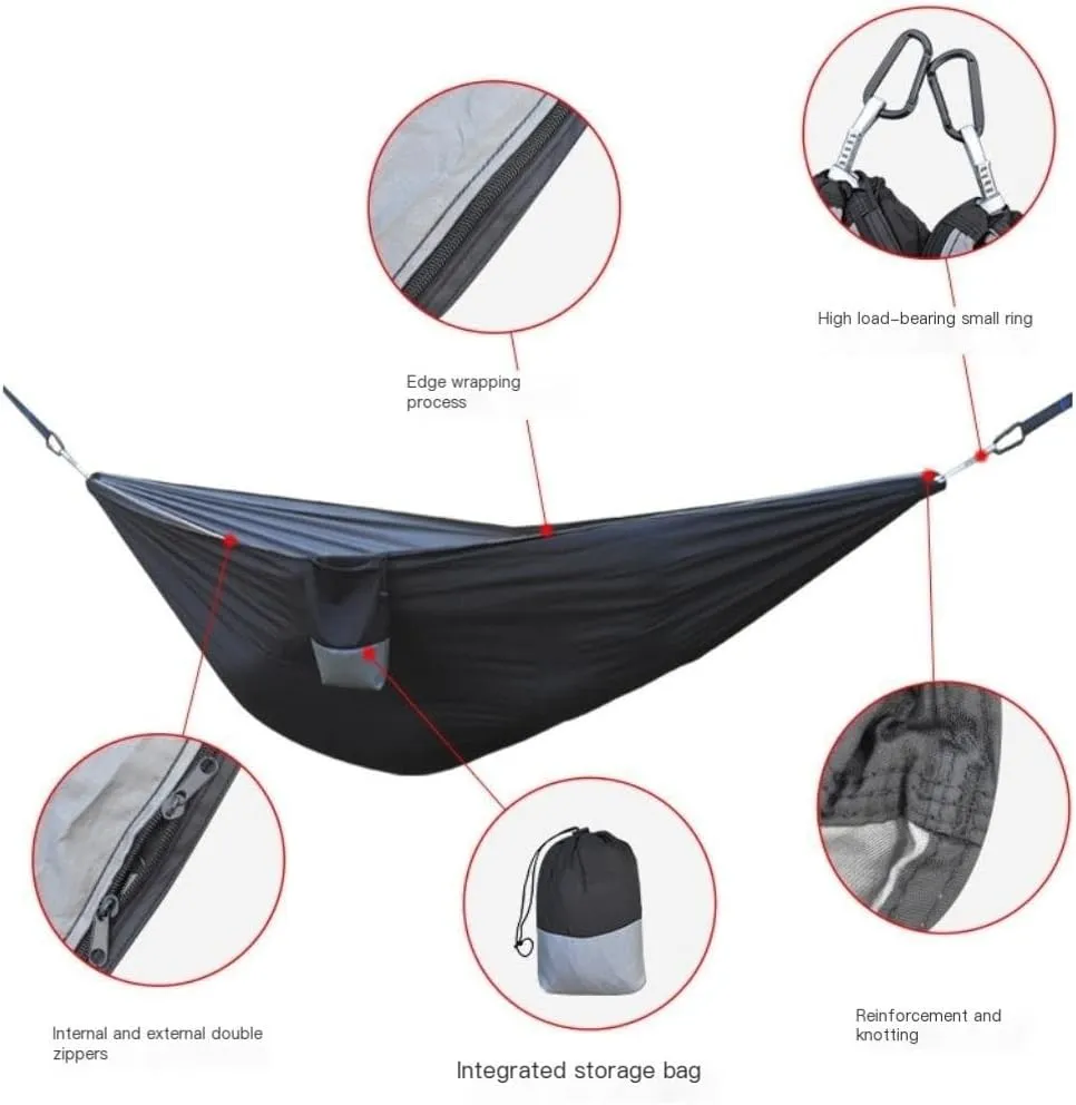 Hammocks Canopy Mosquito Net Hammock Set Tent Parachute Cloth Camping Automatic Anti-Mosquito Mosquito Net Hammock Camping Hammocks(C)