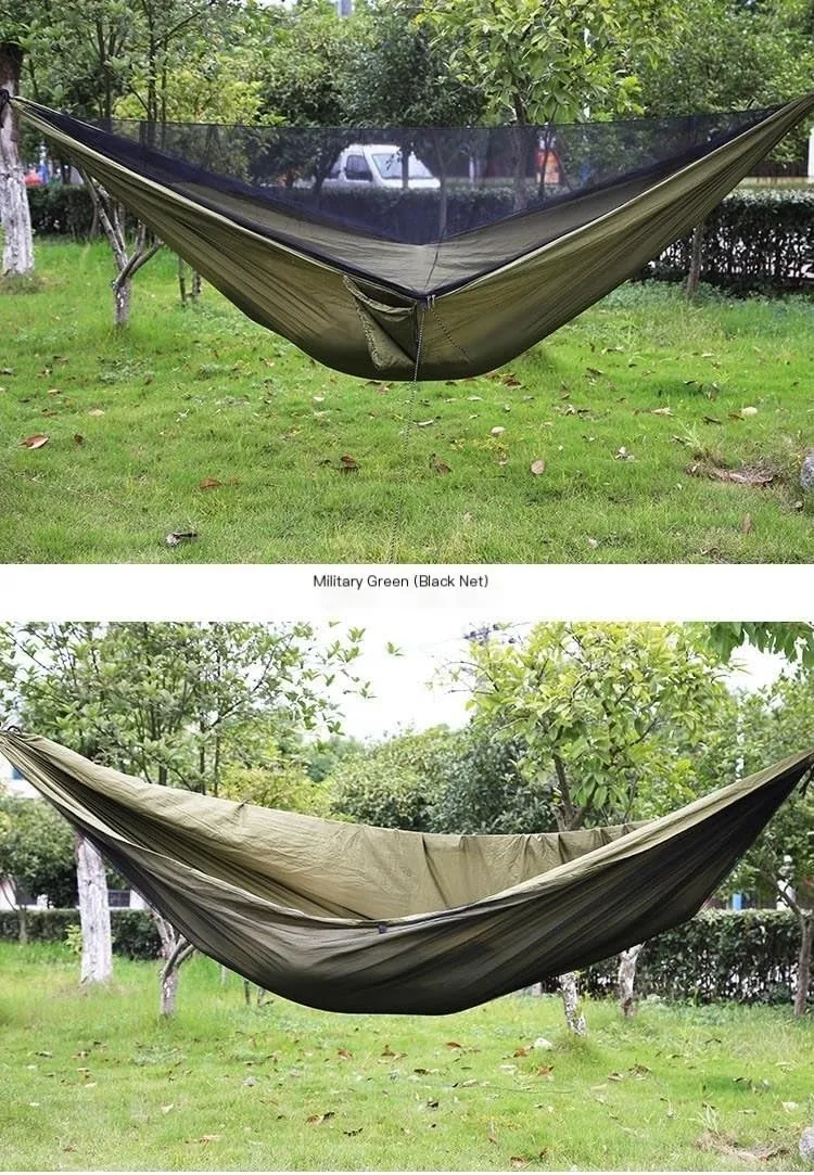 Hammocks Mosquito Net Automatic Quick Opening Anti-Mosquito Hammock Outdoor Double Parachute Mosquito Net Hammock Camping Hammocks(C)