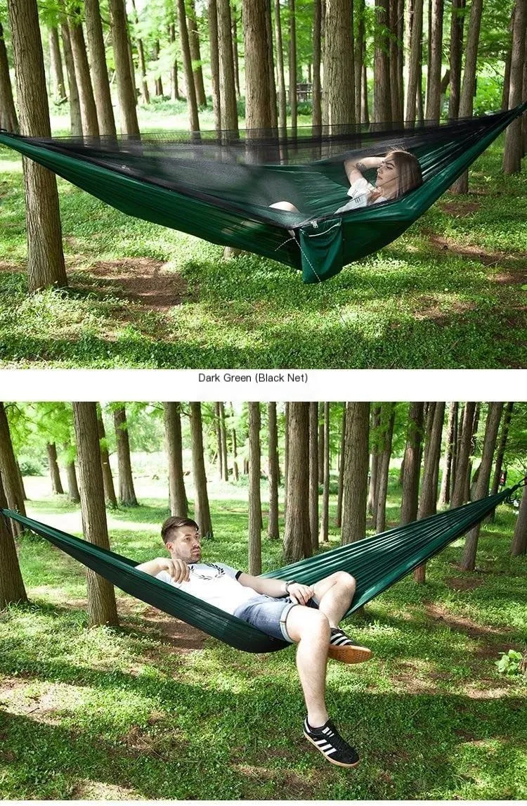 Hammocks Mosquito Net Automatic Quick Opening Anti-Mosquito Hammock Outdoor Double Parachute Mosquito Net Hammock Camping Hammocks(C)