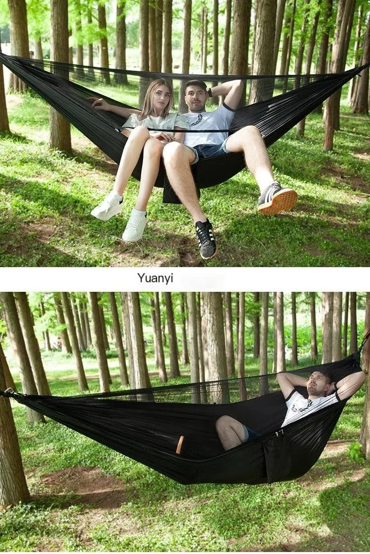 Hammocks Mosquito Net Automatic Quick Opening Anti-Mosquito Hammock Outdoor Double Parachute Mosquito Net Hammock Camping Hammocks(C)