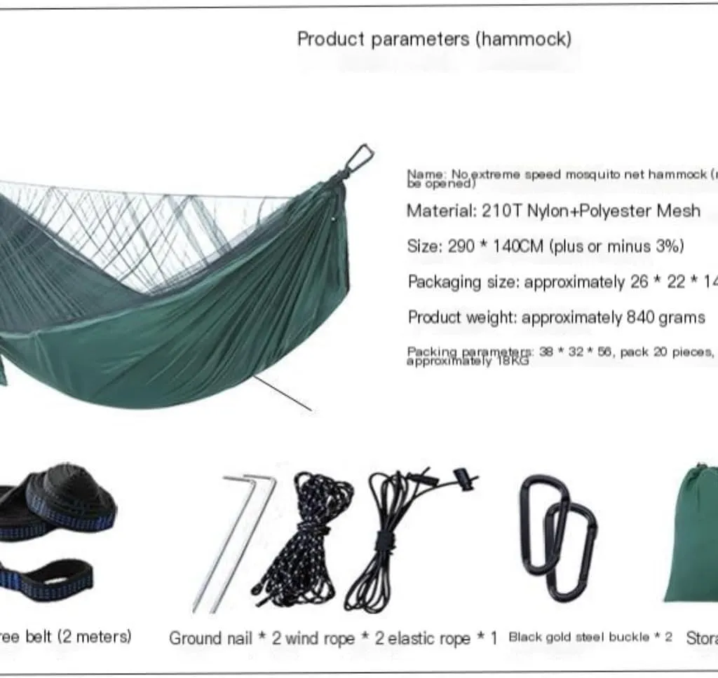 Hammocks Mosquito Net Automatic Quick Opening Anti-Mosquito Hammock Outdoor Double Parachute Mosquito Net Hammock Camping Hammocks(C)