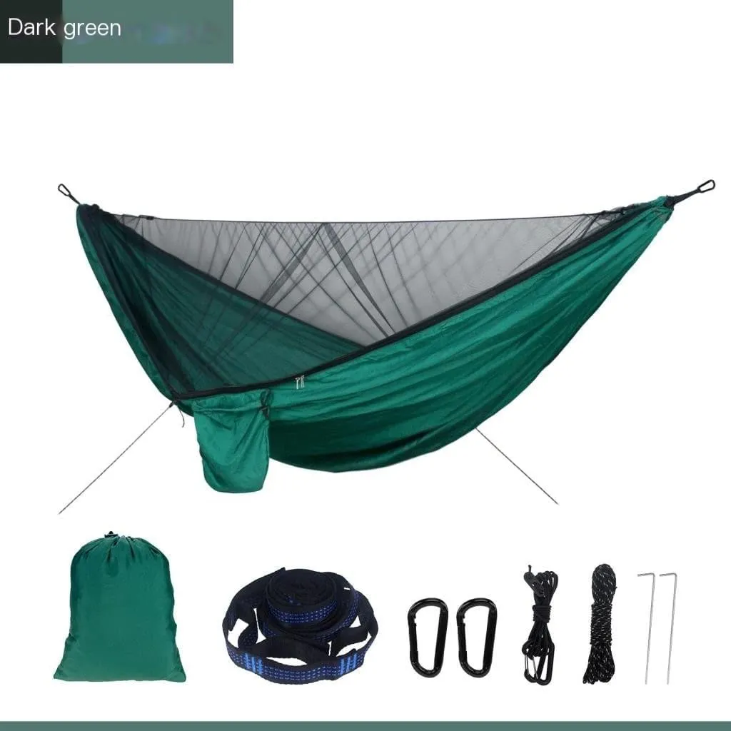 Hammocks Mosquito Net Hammock Canopy Set Outdoor Camping Quick Opening Hammock Plus Rainproof Sunshade Canopy Camping Hammocks(B)