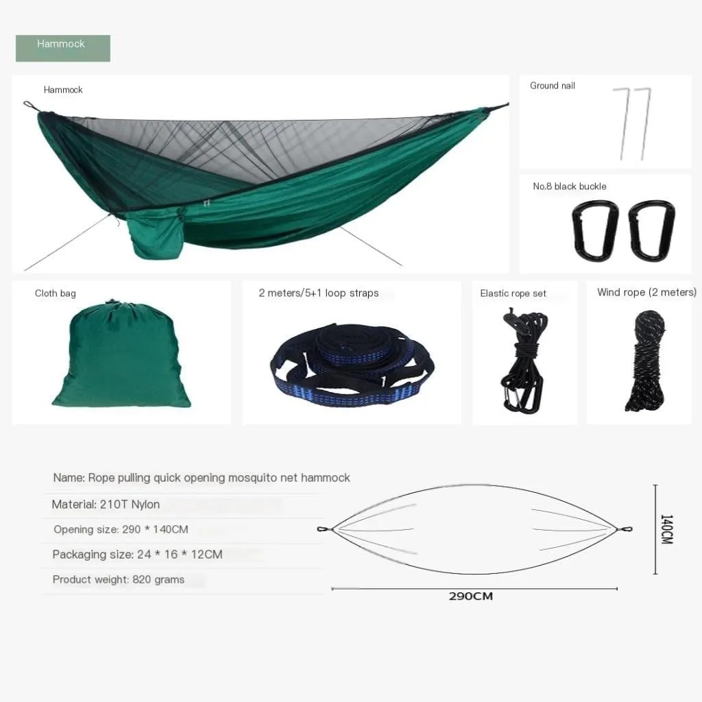 Hammocks Mosquito Net Hammock Canopy Set Outdoor Camping Quick Opening Hammock Plus Rainproof Sunshade Canopy Camping Hammocks(B)