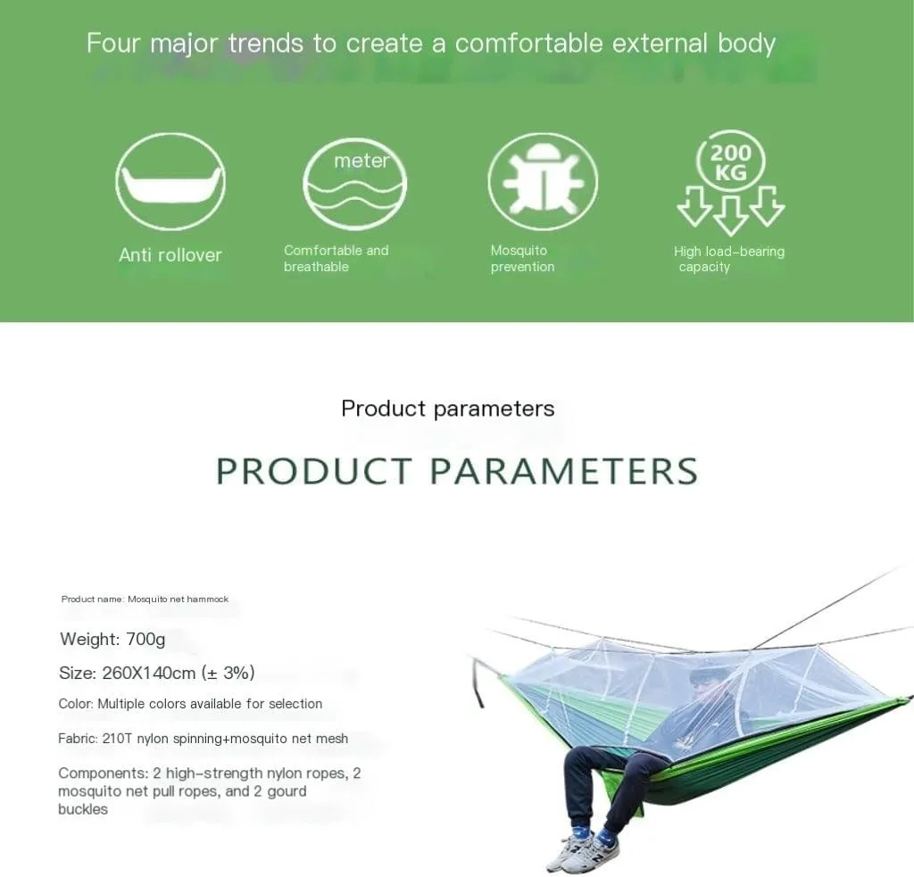 Hammocks Multifunctional Outdoor Hammocks, with Mosquito Net, Enjoy a Comfortable Camping Time Camping Hammocks(White)