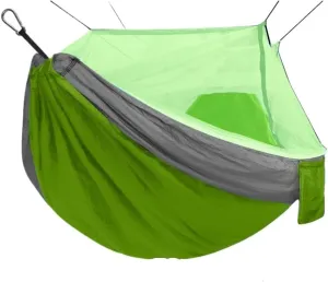 Hammocks Outdoor Anti-Mosquito Hammock Automatic Quick Opening with Mosquito Net Parachute Cloth Single Double Camping Hammocks(Green,A)