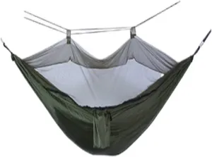 Hammocks Outdoor Camping Mosquito Net Hammock Nylon Parachute Cloth Hammock with Mosquito Net Outdoor Swing Hammock Camping Hammocks(E)
