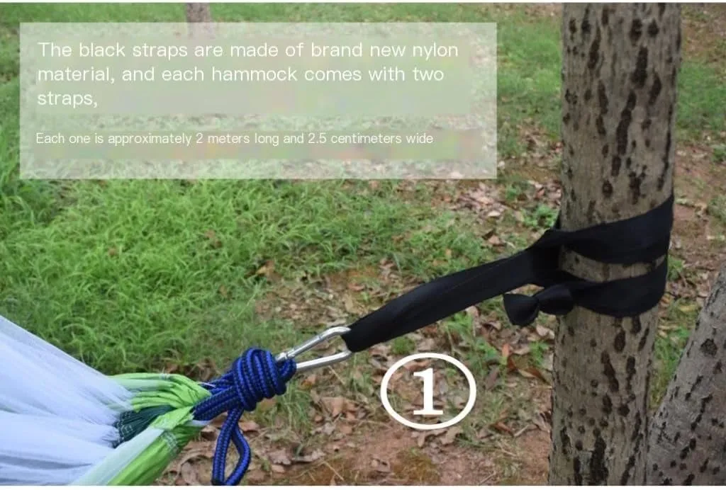 Hammocks Outdoor Camping Outdoor Mosquito Net Hammock Double 210T Nylon Anti-Mosquito Parachute Cloth Air Camping Tent Camping Hammocks(Blue)