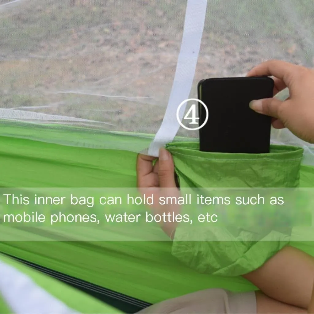 Hammocks Outdoor Camping Outdoor Mosquito Net Hammock Double 210T Nylon Anti-Mosquito Parachute Cloth Air Camping Tent Camping Hammocks(Blue)