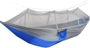 Hammocks Outdoor Camping Outdoor Mosquito Net Hammock Double 210T Nylon Anti-Mosquito Parachute Cloth Air Camping Tent Camping Hammocks(Blue)
